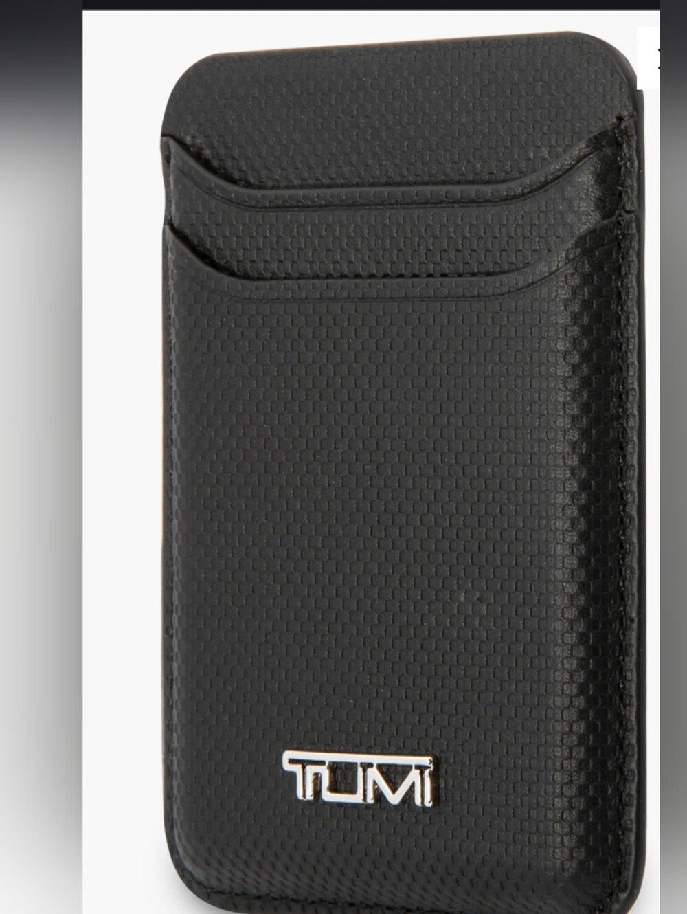 TUMI Black Mag-safe Leather Card Sleeve For Mobile Phone